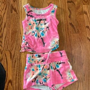 Girls Justice 2 piece set size XS 5/6 shorts tank
